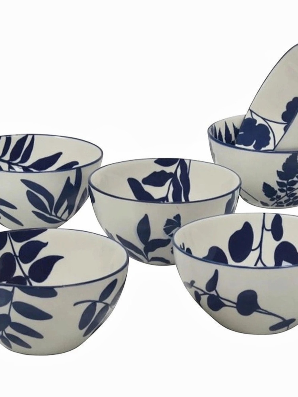 Certified International Arbor Stoneware Bowls White & Blue
